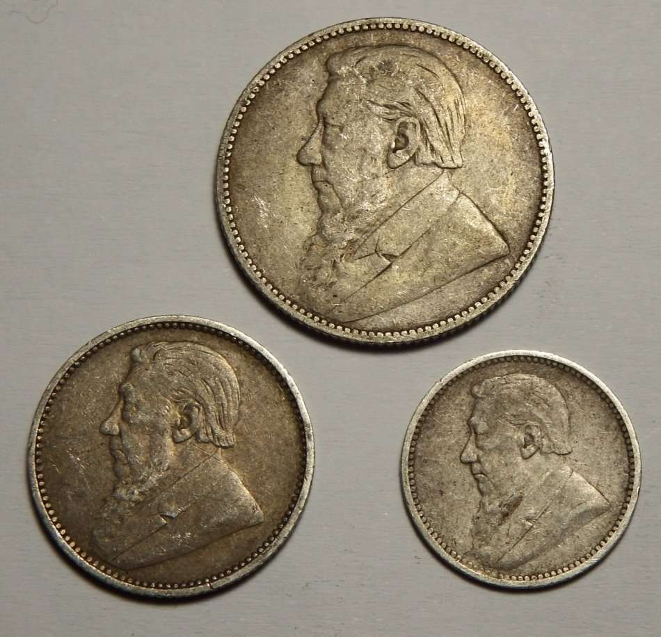 1896 ZAR Kruger 3 pence, 6 pence and 1 shilling