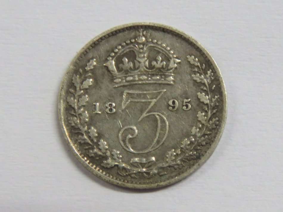 1895 British threepence - VF+