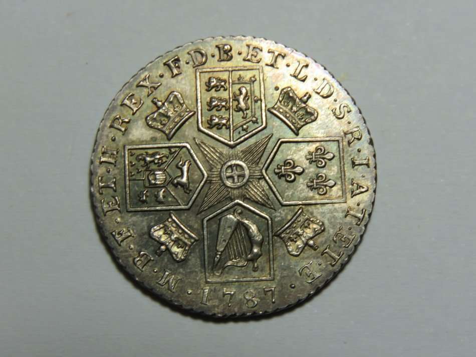1787 Great Britain George III one shilling - Hearts in shield - AU - Choice coin