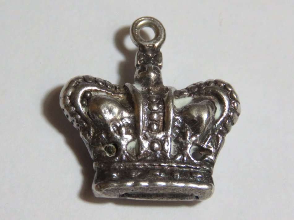 Silver British crown charm pendant