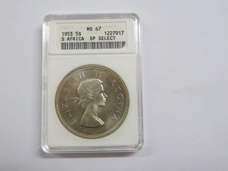 1953 South Africa Union crown graded MS 67 by ANACS - A Top coin