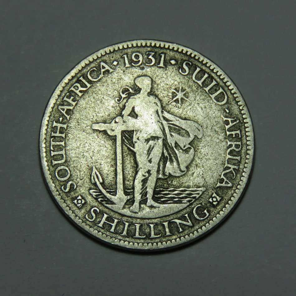 1931 SA Union one shilling - scarce - only 6603 minted