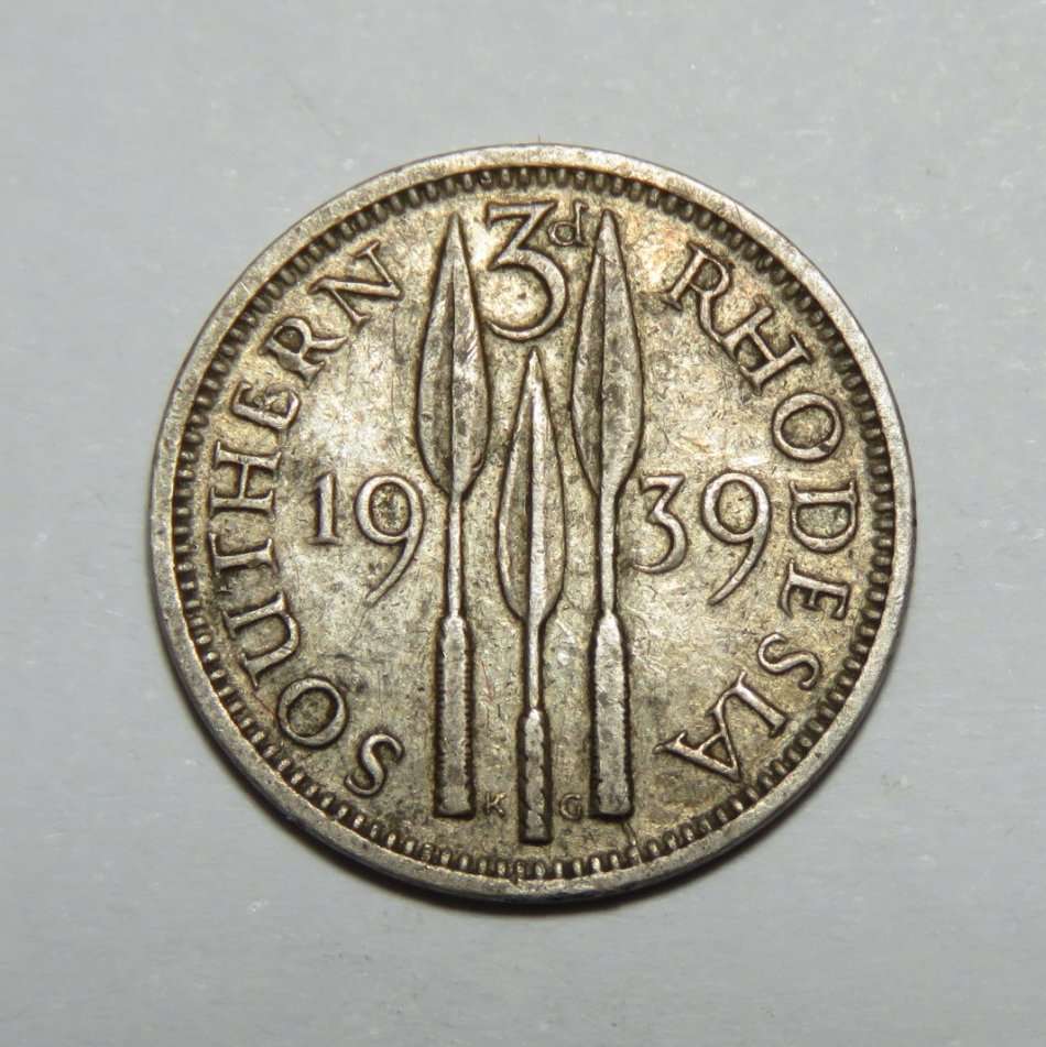 Southern Rhodesia 1939 Silver Tickey In VF+