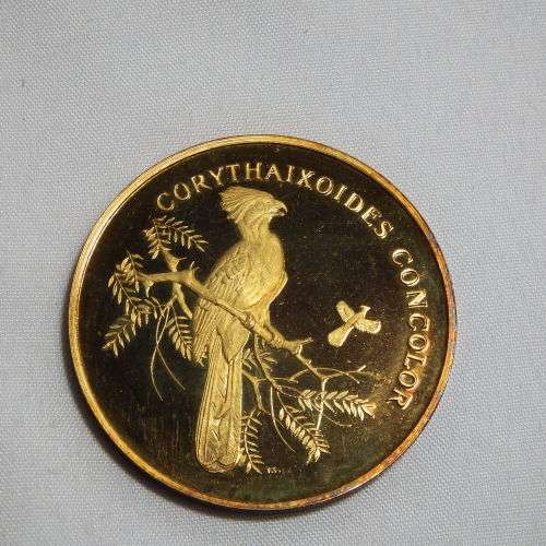 Birds of Africa gold plated fine silver medallion set in case with COA