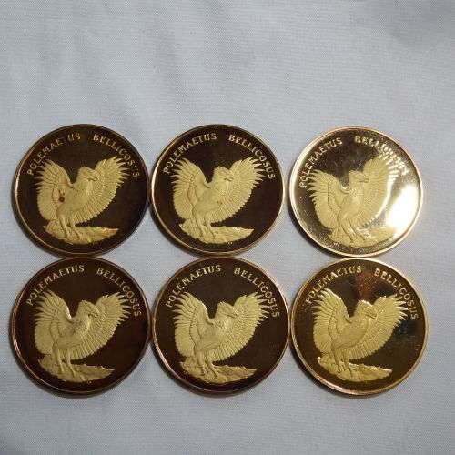 Birds of Africa gold plated fine silver medallion set in case with COA