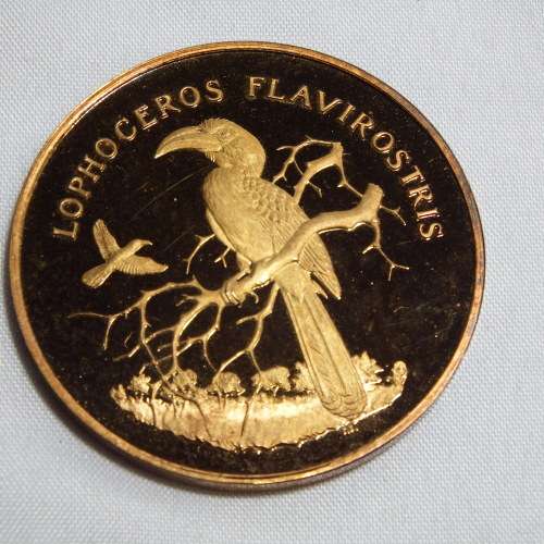 Birds of Africa gold plated fine silver medallion set in case with COA
