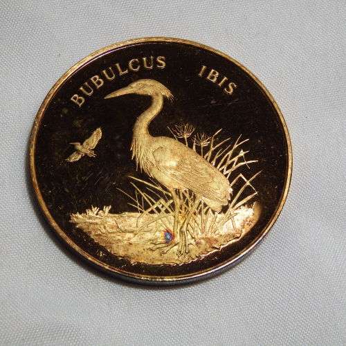 Birds of Africa gold plated fine silver medallion set in case with COA
