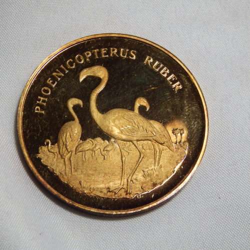 Birds of Africa gold plated fine silver medallion set in case with COA