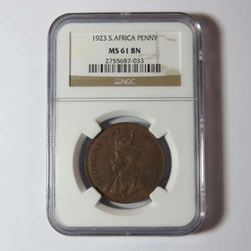 1923 SA Union penny graded MS 61 BN by NGC