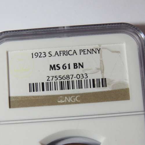 1923 SA Union penny graded MS 61 BN by NGC