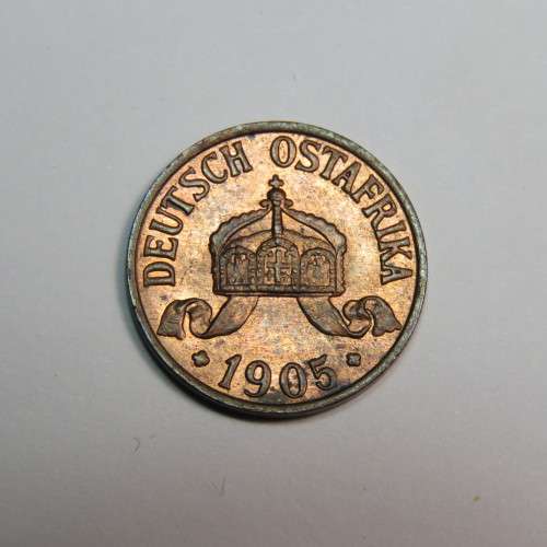 1905 German East Africa copper 1/2 Heller - UNC