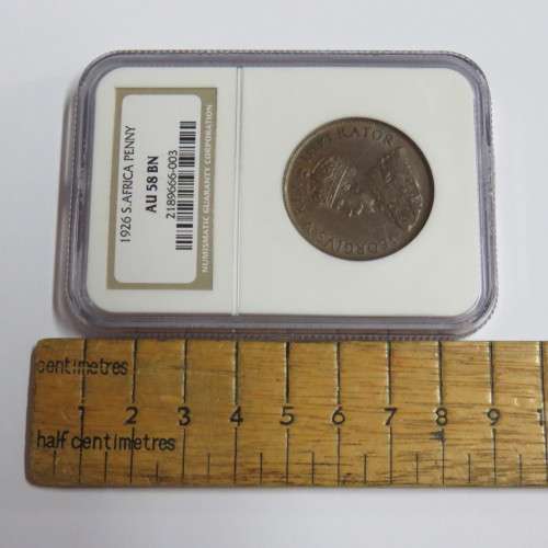 1926 SA Union penny graded AU 58 BN by NGC