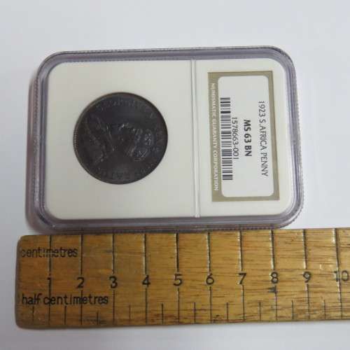 1923 SA Union penny graded MS 63 BN by NGC