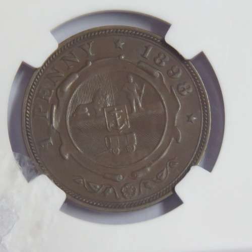 1898 ZAR Kruger penny graded AU 55 BN by NGC