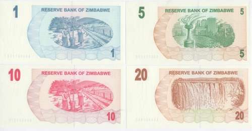 Zimbabwe set of 14 Bearer cheques - all uncirculated