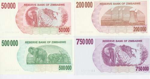Zimbabwe set of 14 Bearer cheques - all uncirculated