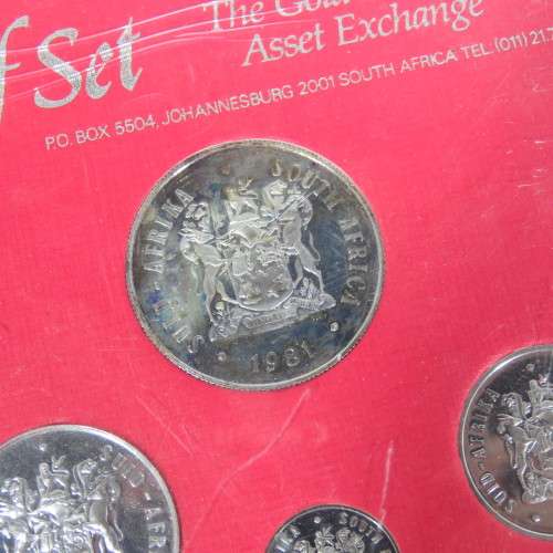 1981 South African short proof set in hard case slab with silver R1