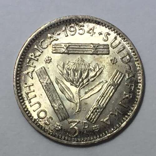 South Africa 1954 threepence - UNC
