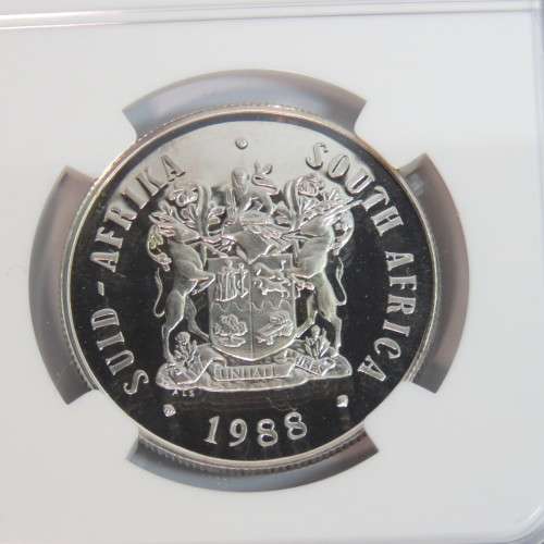 1988 RSA Dias rand with purple toning graded PF68 cameo by NCG - A top coin - Joint POP 1