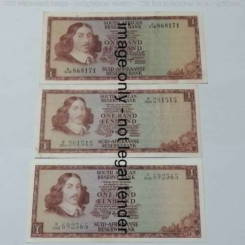 Tw de Jongh 1st, 2nd and 3rd Issue R1 banknotes - all in good condition