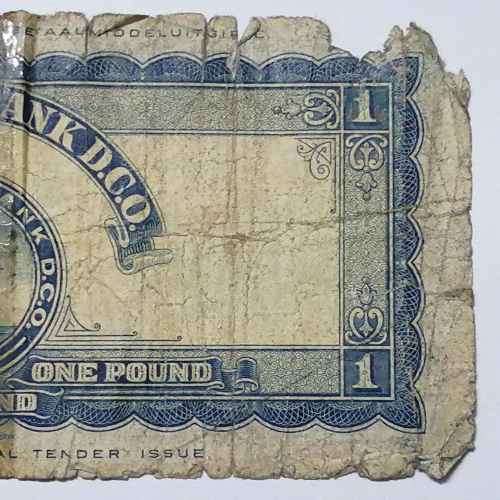 South West Africa Barclays Bank one pound banknote - 30 November 1954 - well used