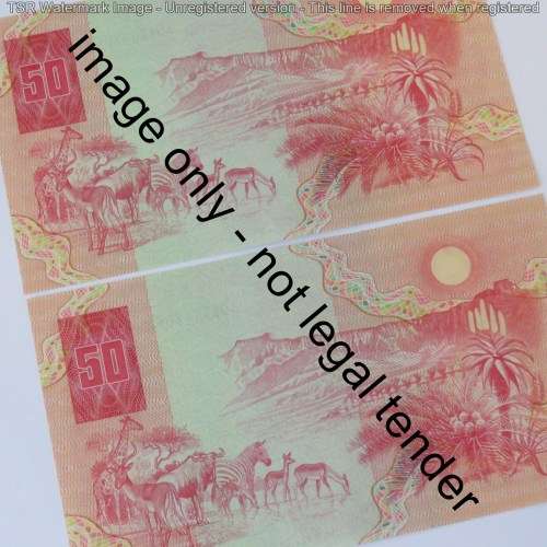GPC de Kock 3rd issue lot of 3 uncirculated R50 banknotes with consecutive numbers