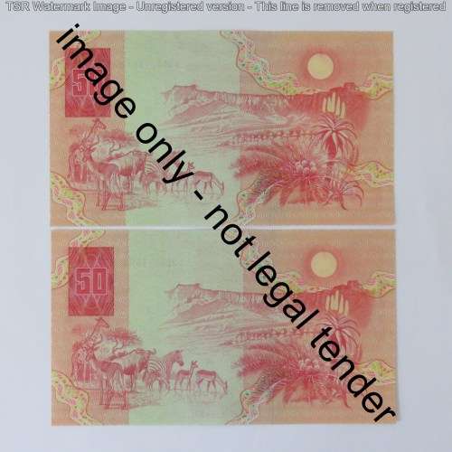 GPC de Kock 3rd issue lot of 3 uncirculated R50 banknotes with consecutive numbers