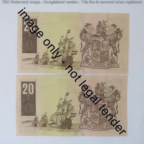 CL Stals lot of 6 R20 banknotes with consecutive numbers