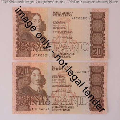 CL Stals lot of 6 R20 banknotes with consecutive numbers
