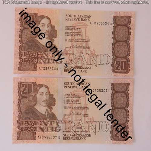 CL Stals lot of 6 R20 banknotes with consecutive numbers