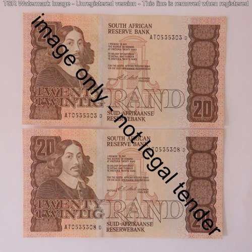 CL Stals lot of 6 R20 banknotes with consecutive numbers