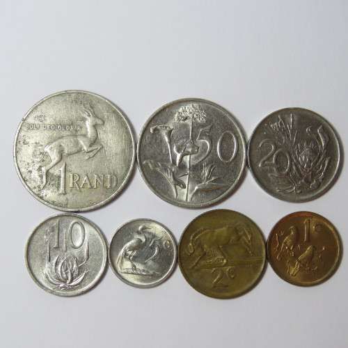 South Africa 1985 set of coins from 1 cent to 1 rand