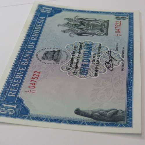 Reserve Bank of Rhodesia one dollar 1 November 1976 crisp uncirculated