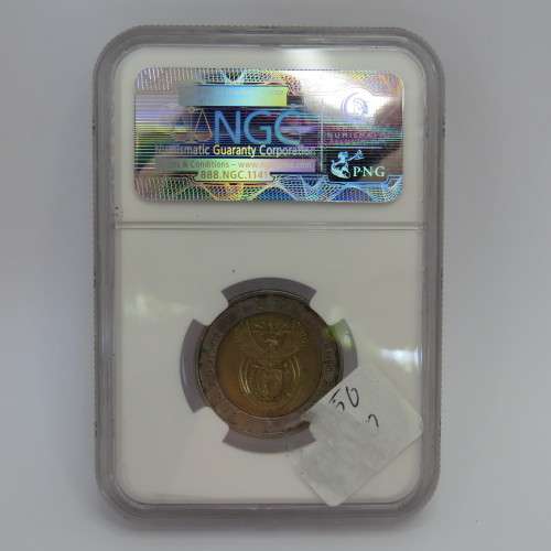 2008 Mandela 90th Birthday R5 graded AU58 by NGC