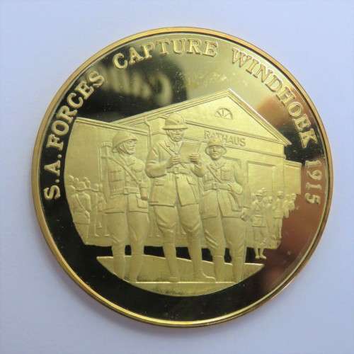Sterling silver medallion SA Forces Capture Windhoek 1915