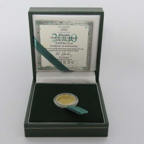 2000 RSA Natura 1/10 oz Proof gold coin - The Sable in box with COA - #2530 of 4500