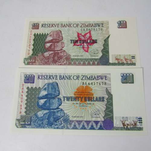 Zimbabwe 5th Issue - Full set of 5th issue banknotes - all uncirculated - 10 notes in total