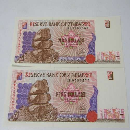 Zimbabwe 5th Issue - Full set of 5th issue banknotes - all uncirculated - 10 notes in total