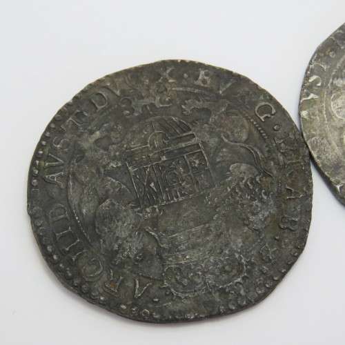 Pair of Philip 4 Spanish coins recovered from the Wreck of Merenstein dated 1645 and 1665