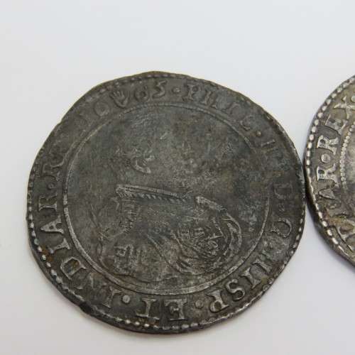 Pair of Philip 4 Spanish coins recovered from the Wreck of Merenstein dated 1645 and 1665