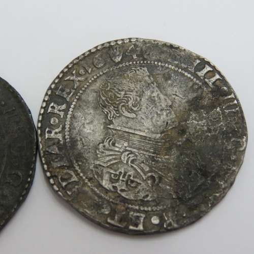 Pair of Philip 4 Spanish coins recovered from the Wreck of Merenstein dated 1645 and 1665