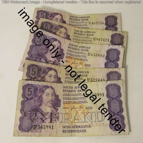 Lot of 25 old well used South Africa banknotes - some damage