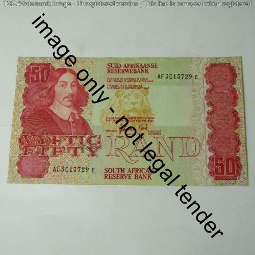 Lot of 6 old South Africa banknotes - R1, R2, R5, R10 R20 and R50