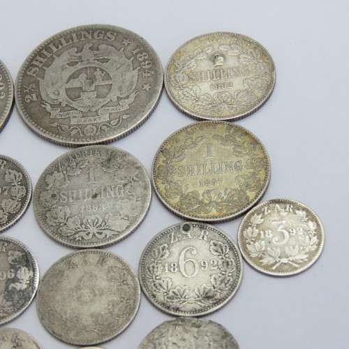 Lot of 16 ZAR coins including scarce 1893 half crown