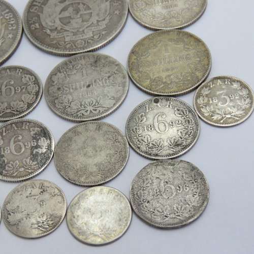 Lot of 16 ZAR coins including scarce 1893 half crown