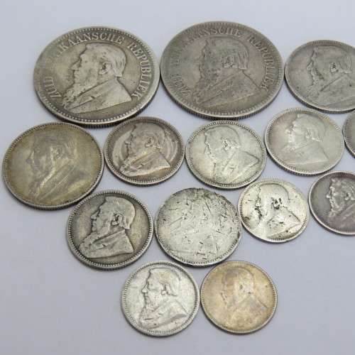 Lot of 16 ZAR coins including scarce 1893 half crown