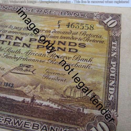 J Postmus 1943 Only Issue Ten Pounds - better than VF