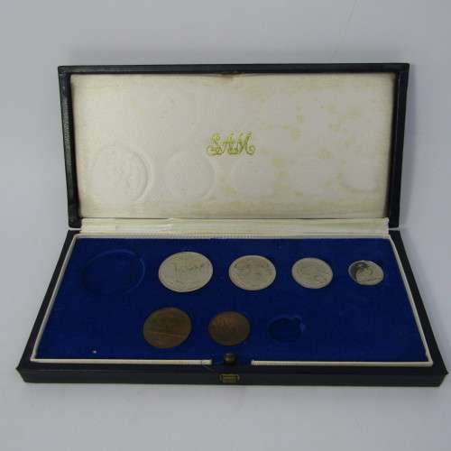 South Africa 1973 proof coins in blue box - lot of 6 from 1 cent to 50 cent - scarce 1973 20 cent