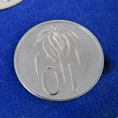 South Africa 1973 proof coins in blue box - lot of 6 from 1 cent to 50 cent - scarce 1973 20 cent