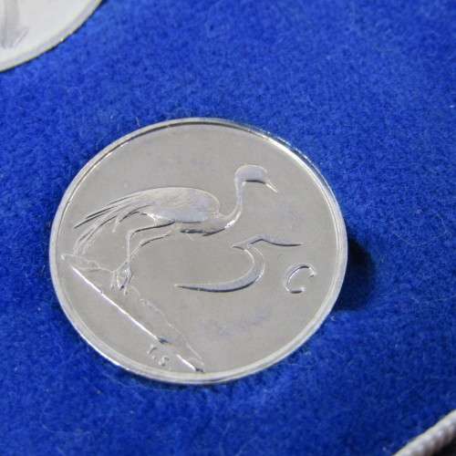 South Africa 1973 proof coins in blue box - lot of 6 from 1 cent to 50 cent - scarce 1973 20 cent